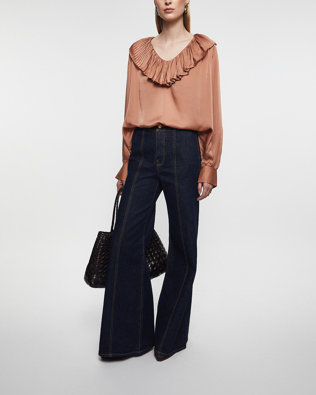 Blus Liese Silk Pleated Neckline Desert rose