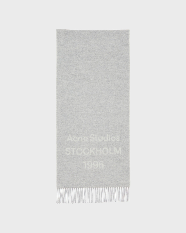 Acne Studios Scarf Logo Jacquard Wool Ljusgrå ONESIZE