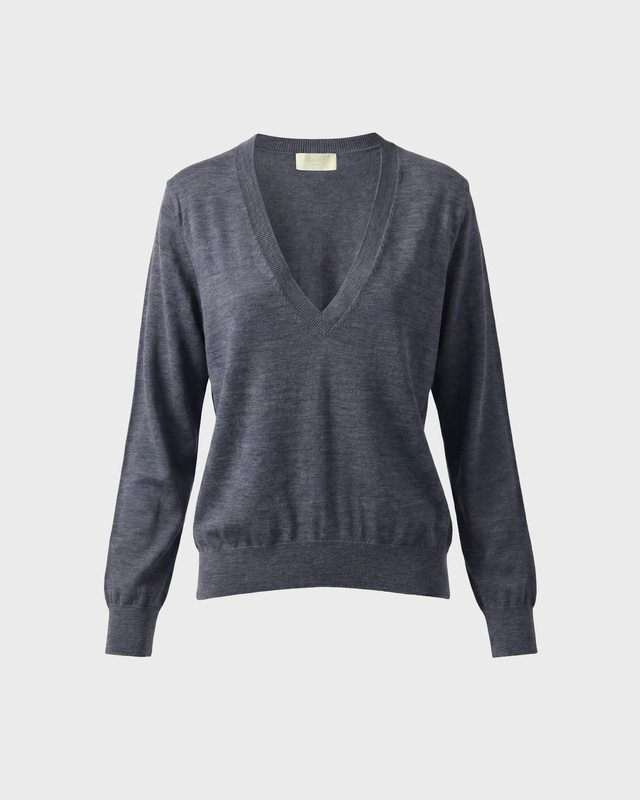 Tröja Angler Merino Wool V-Neck Grey
