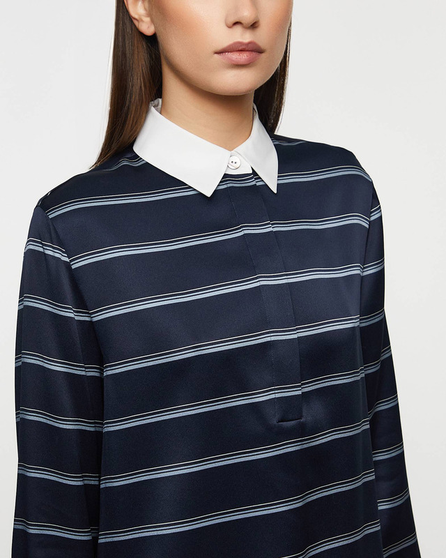 Vince Sweater Rugby Stripe Shirt Slate XS