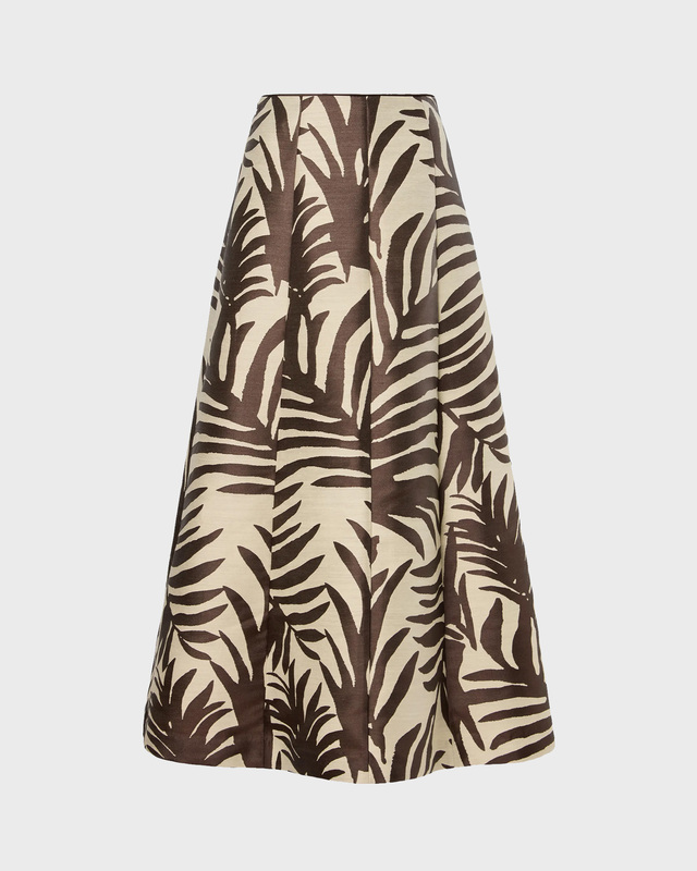 Skjørt Meline Jacquard Midi White/Brown