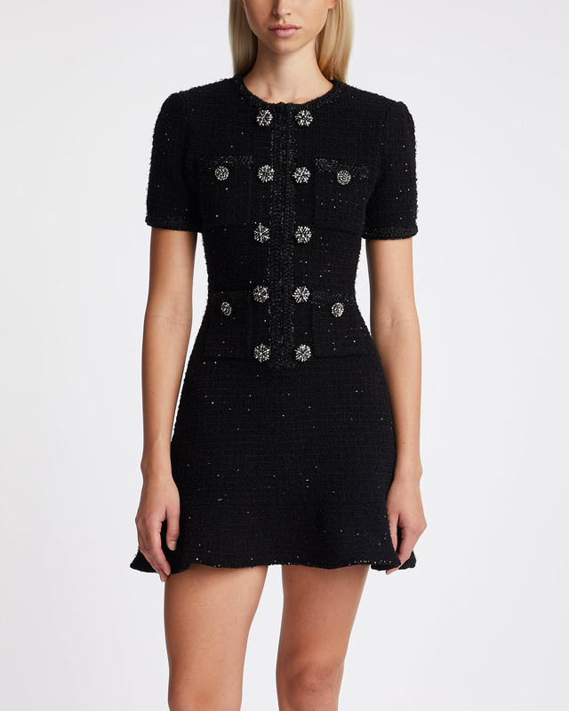 Self-Portrait Mini dress Black Buttoned Knit Black XS