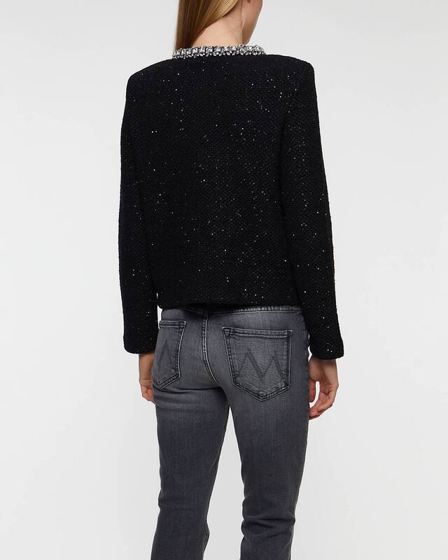 Self-Portrait Cardigan Knit Sequin Black S