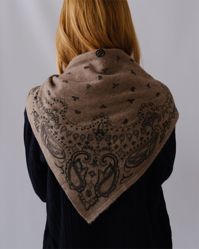 Sjal Cashmere Paisley Greige 65x65
