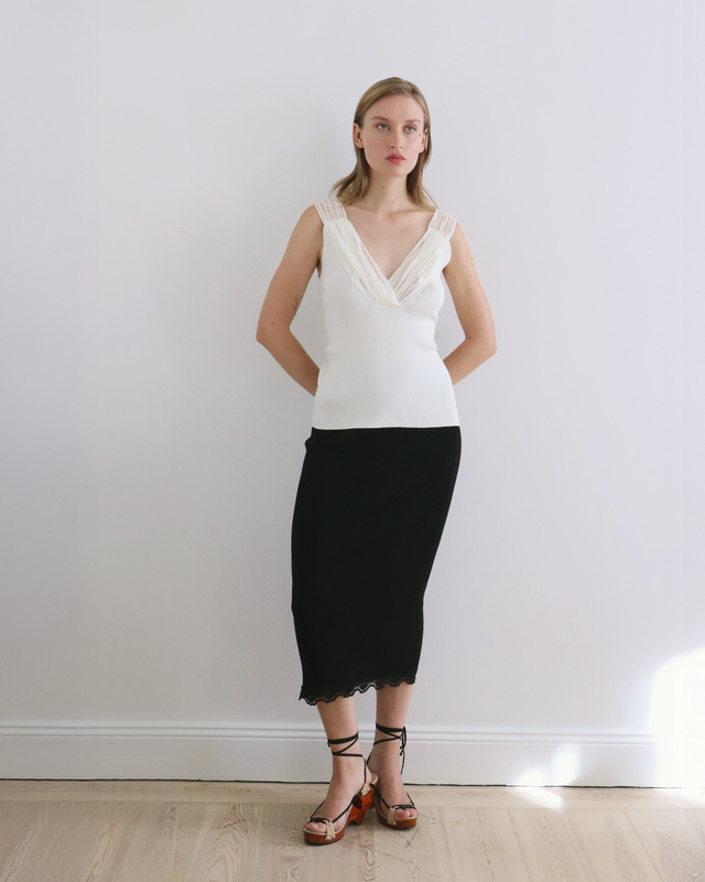 Top Nour Ribbed Silk-georgette Ivory