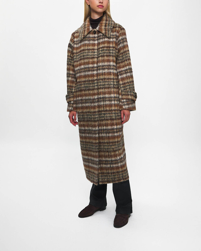 Brushed check coat best sale