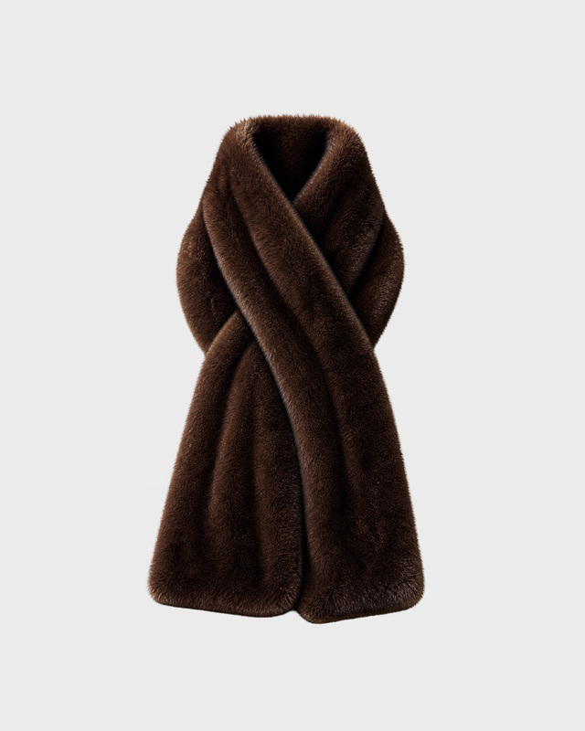 Skjerf Faux Fur Dark Brown