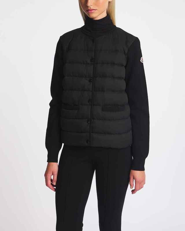 Moncler Cardigan Quilted Front Black S