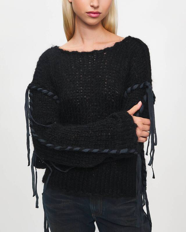 Acne Studios Sweater Lacing Knit Black M