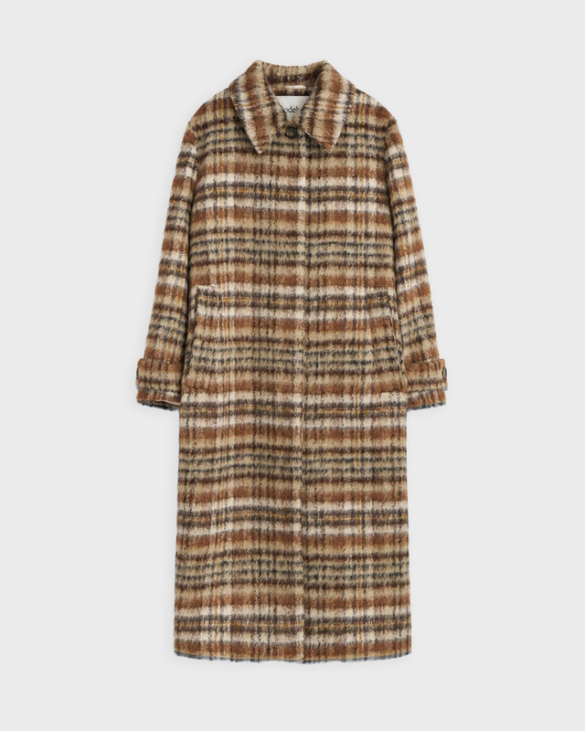 Rodebjer Coat Aida Brushed Check Brown XS