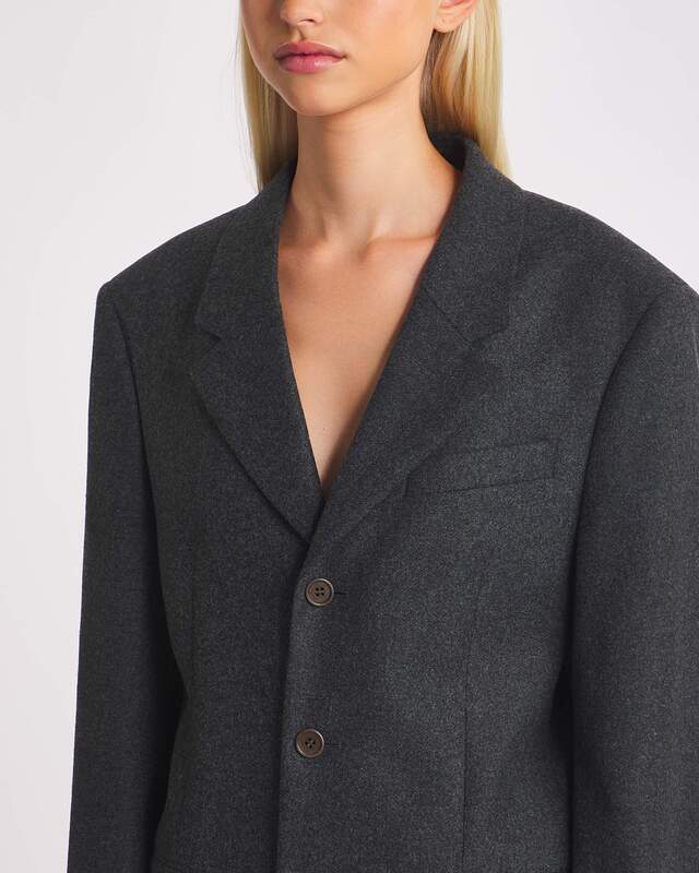 Filippa K Straight Tailored Flannel Blazer Mörkgrå 34