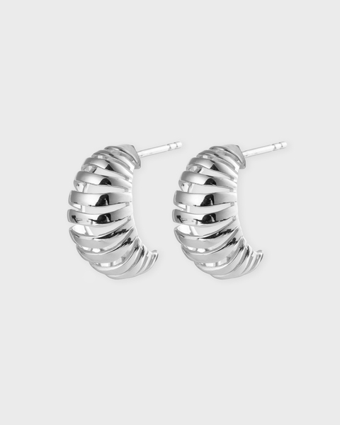 Earrings Ribbed Medium Silver ONESIZE 1