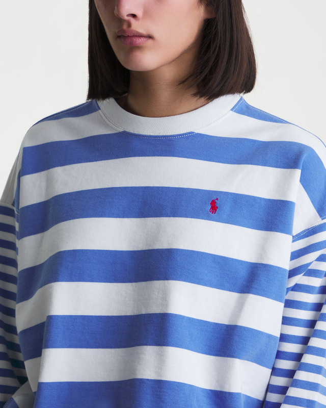 Polo Ralph Lauren Sweatshirt Relaxed Long Sleeve Stripe Vit/blå XL