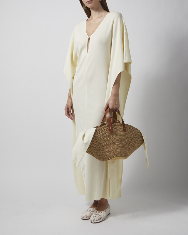Kaftan Janna Knitted V-Neck Maxi Pearl