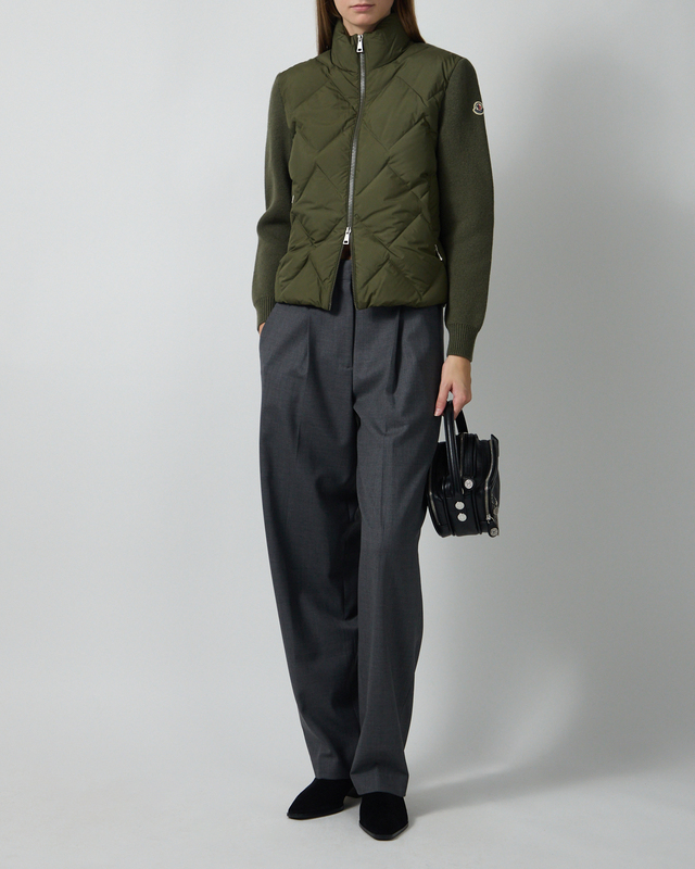 Cardigan Wool & Cashmere Padded Zip-Up Dark Green