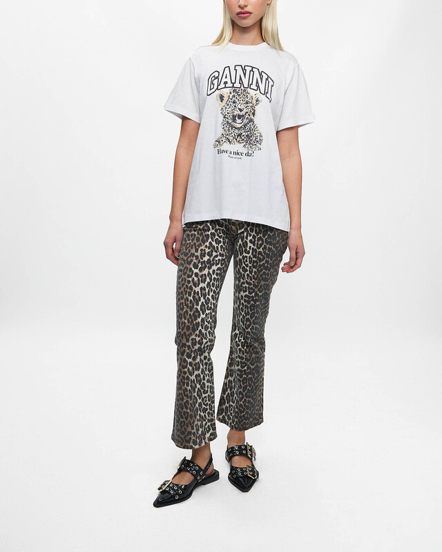 Ganni Jeans Print Denim Betzy Cropped Leopard 29