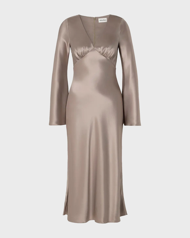 Dress Carolina Flared Sleeve Satin Midi Granit