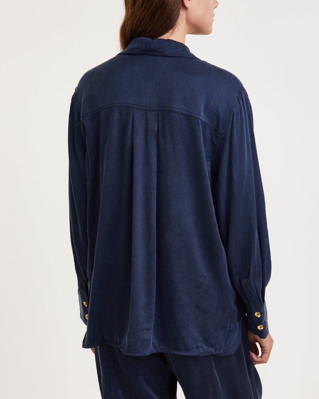 Ganni Shirt Washed Twill Satin Sky captain XXS/XS