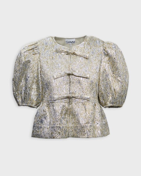 Blouse Metallic Cloque Peplum Silver/guld 1