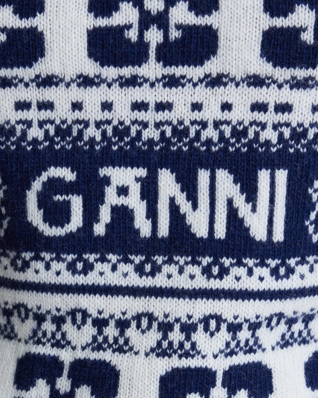 GANNI Tröja Logo Wool Mix Sky captain L