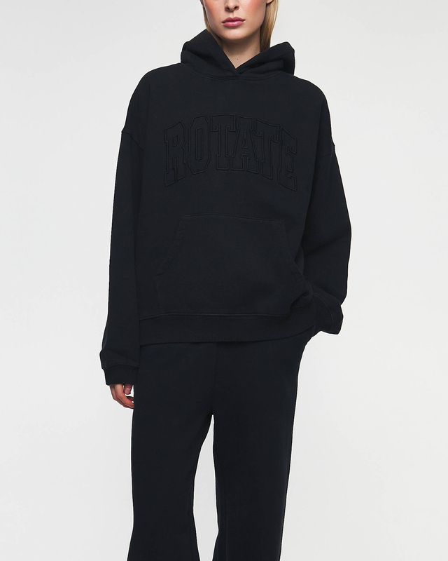 ROTATE Birger Christensen Hoodie Washed Heavy Sweat  Black L