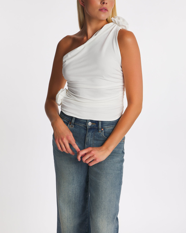 Magda Butrym Top One Shoulder T-Shirt  Cream FR 40 (EUR 38)