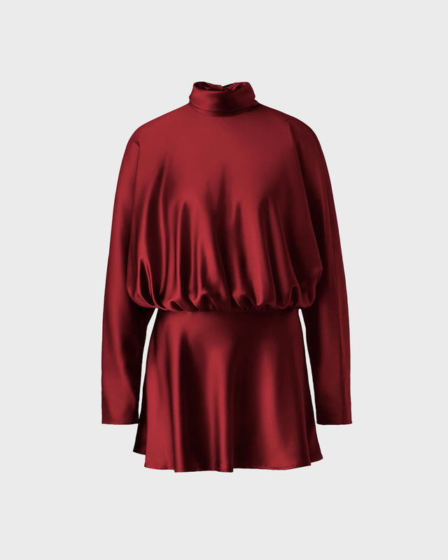 Minikjole Vilja Satin Blouson Burgundy