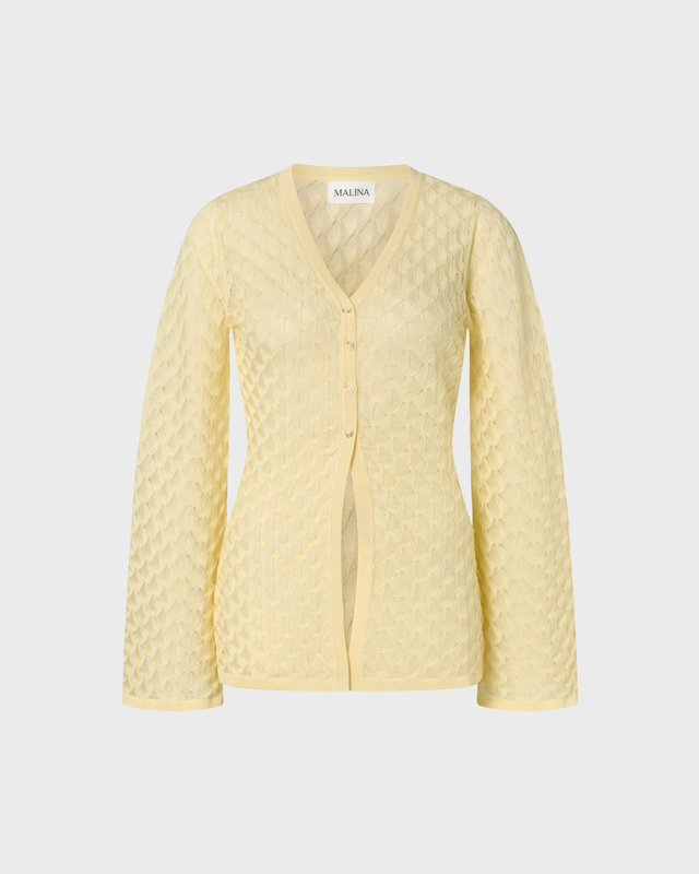 Cardigan Ayla Pointelle Knitted Light Yellow
