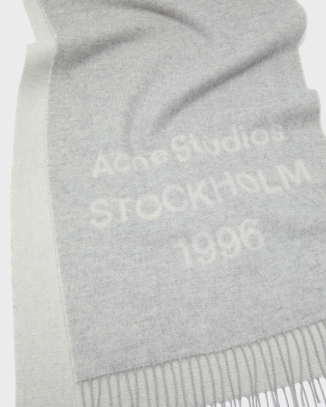 Acne Studios Scarf Logo Jacquard Wool Ljusgrå ONESIZE