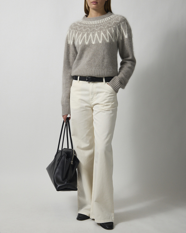 Genser Brushed Fair Isle Crewneck Greige