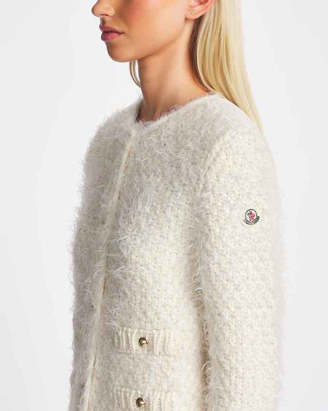 Moncler Padded Wool Cardigan  Natural L