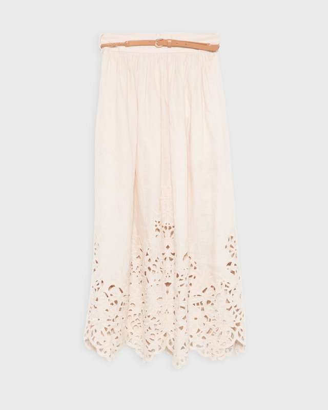 ZIMMERMANN Kjol Wylie Embroidered Midi  Creme 1 (S-M)