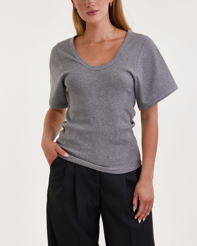 By Malene Birger T-Shirt Lunai Grey melange XS