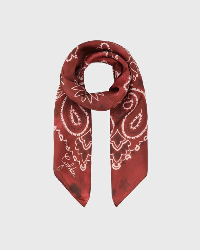 Sjal Foulard Paisley Print Silk Dark Red