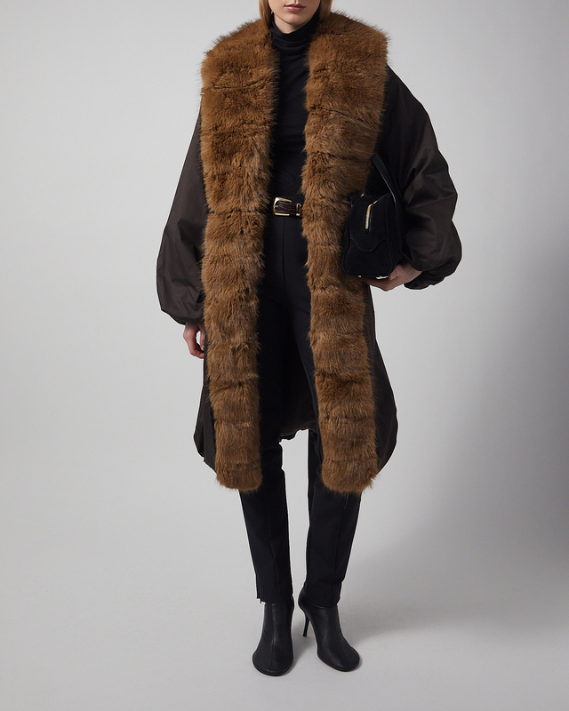 Kappa Faux Fur Collar Espresso